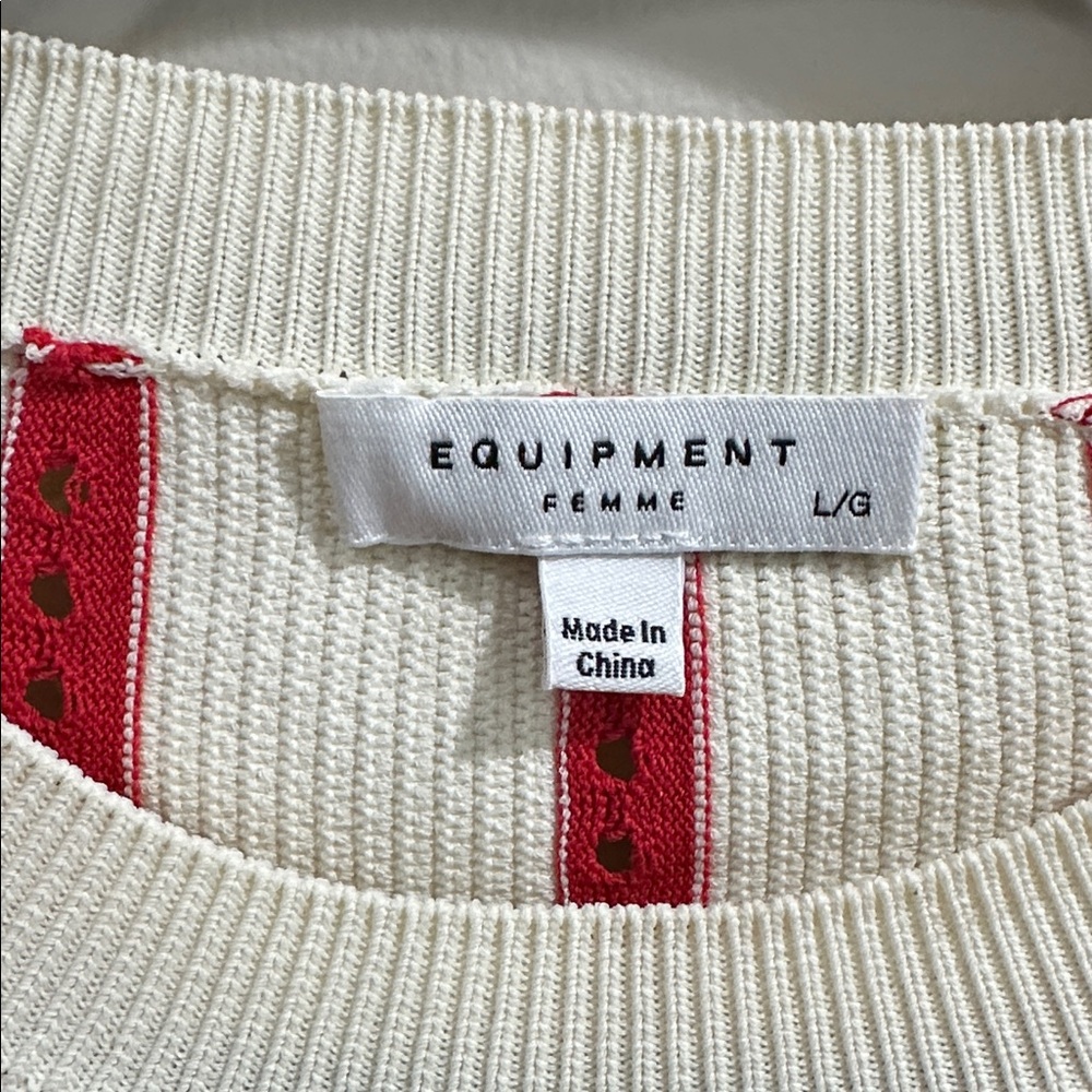 EQUIPMENT AMRIT SWEATER - FANCY RIBBED KNIT WHITE/BLOOD MOON - Picture 2 of 14